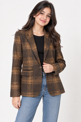 ATMOSPHERE Girls Brown Check Plaid Blazer