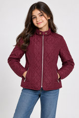 ATMOSPHERE Girls Burgundy Quilted Zip Jacket