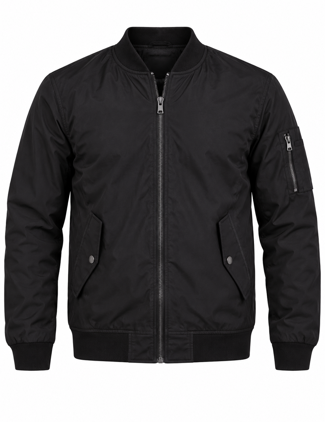  ATMOSPHERE Men's Black Bomber Jacket in UK XL. Full zip, ribbed trims and stylish pockets. Chest 22", length 32". Casual everyday outerwear.