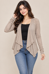 ATMOSPHERE Women Beige Waterfall Open Front Cardigan