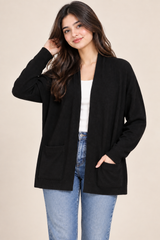 ATMOSPHERE Women Black Open Front Cardigan