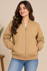 Atmosphere Women Camel Brown Bomber Jacket