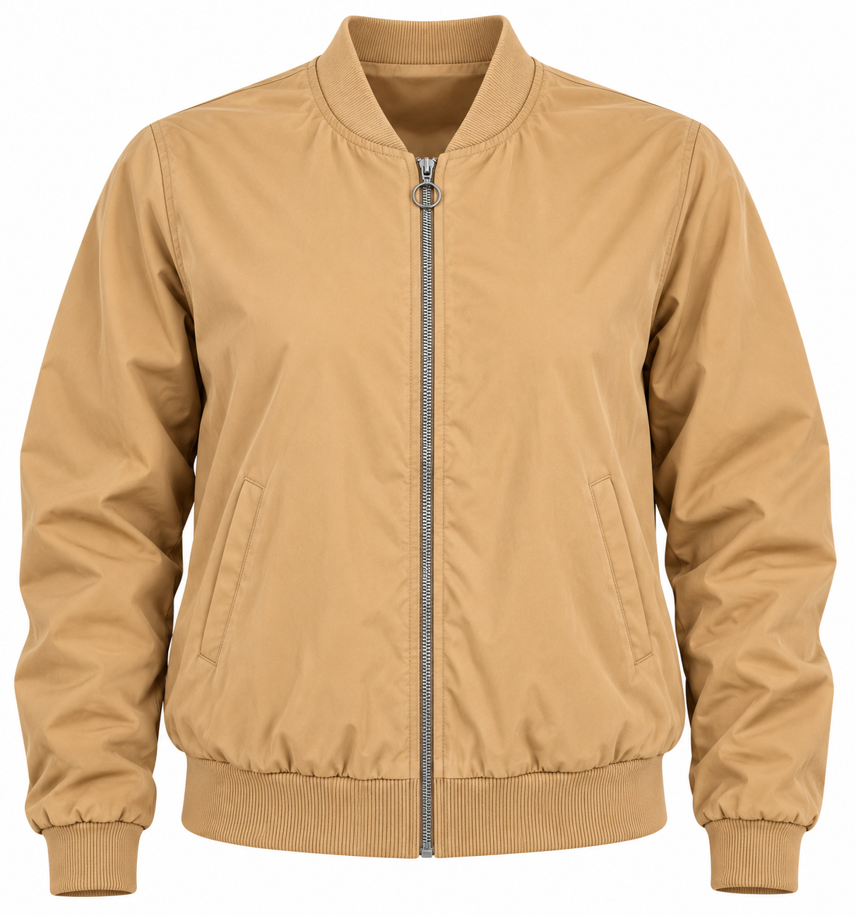  Atmosphere women’s camel brown bomber jacket in UK Size 20. Stylish lightweight zip-up jacket with ribbed detailing, perfect for everyday wear.