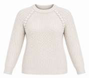  Atmosphere women’s cream chunky knit jumper in UK Size 12. Cosy textured knit with cable shoulder detailing, ideal for autumn and winter wear.