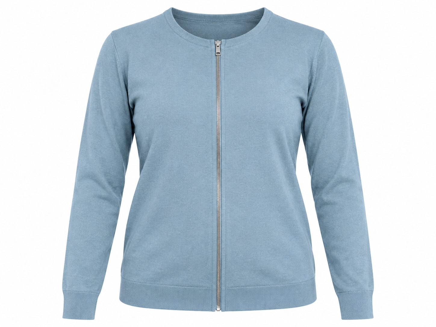  Atmosphere women’s light blue zip-up knit cardigan in UK Size M. A versatile long-sleeve layer for casual, office and everyday wear.