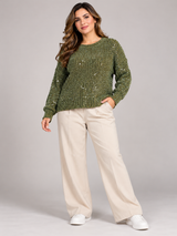 Atmosphere Women Olive Green Sparkle Sequin Knit Jumper