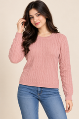 Atmosphere Women Pink Cable Knit Jumper