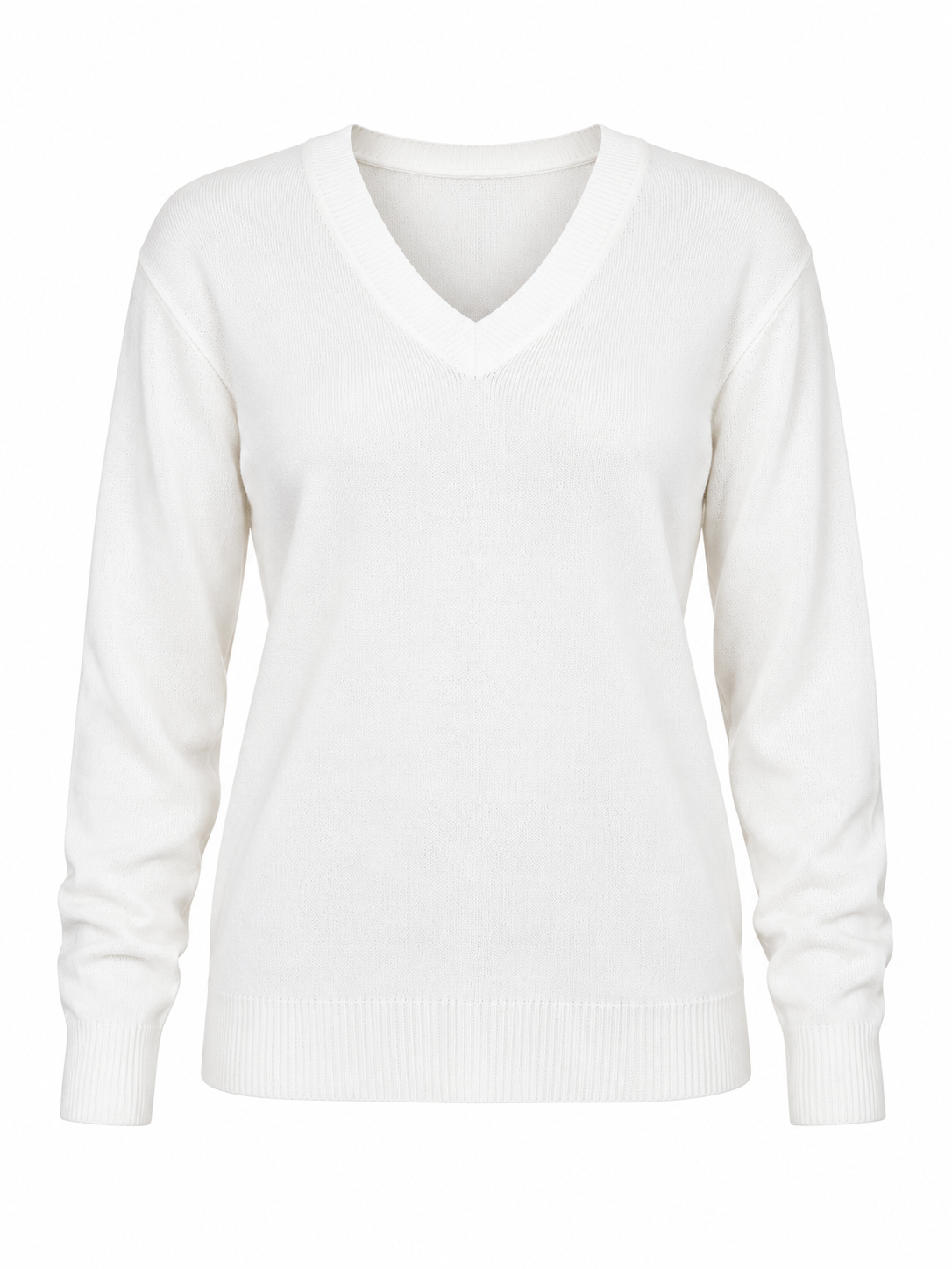 ATMOSPHERE Women's White V-Neck Knit Jumper in UK Size L. Stylish long sleeve sweater with a relaxed fit, perfect for casual and everyday wear.