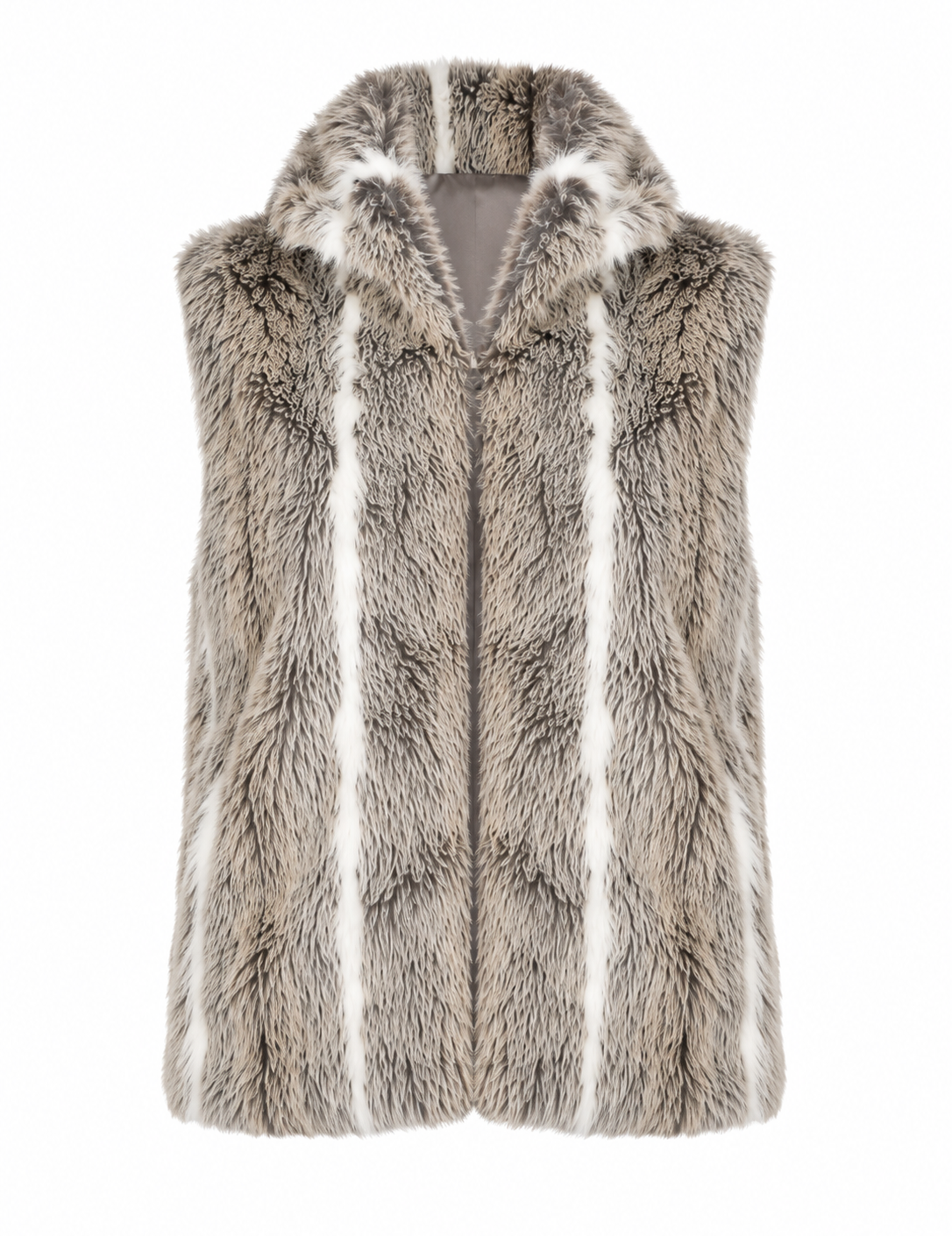  Atmosphere women’s grey and white faux fur gilet, UK size 20. Soft, stylish and cosy sleeveless winter vest, perfect for layering.
