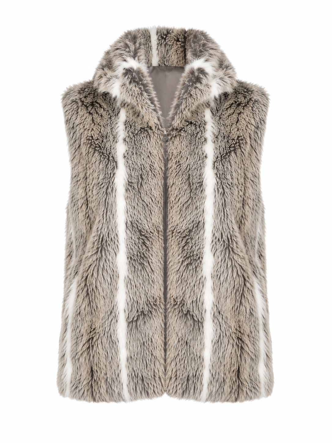  Atmosphere women’s grey and white faux fur gilet, UK size 20. Soft, stylish and cosy sleeveless winter vest, perfect for layering.