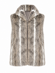  Atmosphere women’s grey and white faux fur gilet, UK size 20. Soft, stylish and cosy sleeveless winter vest, perfect for layering.