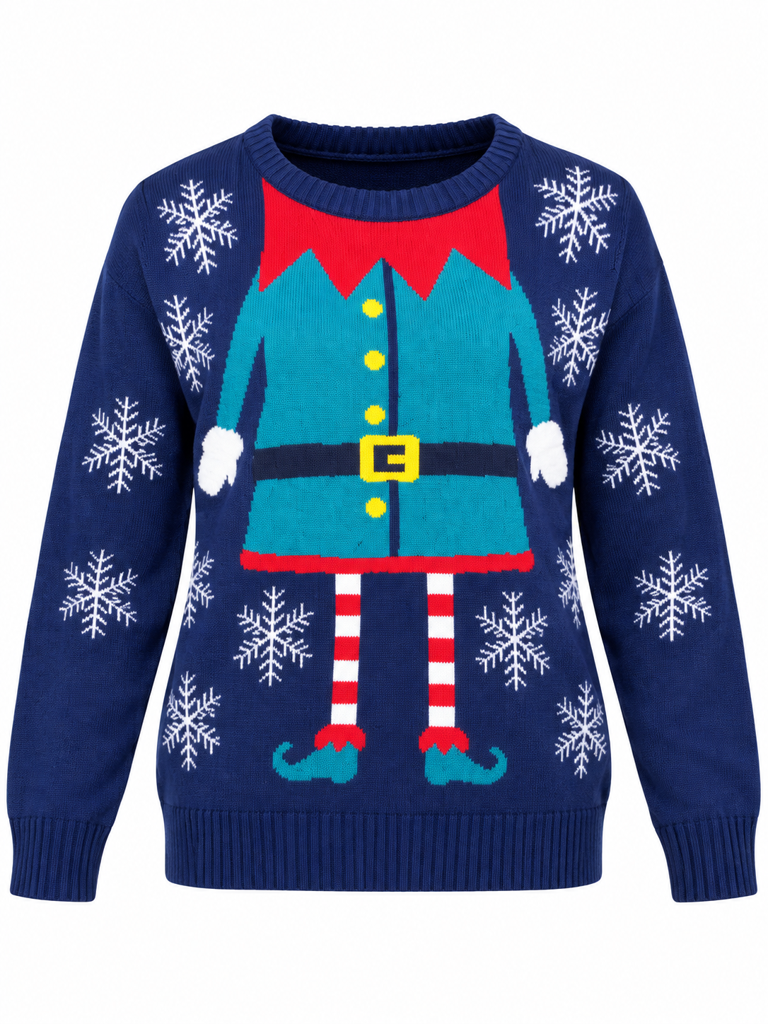 AVENUE girls' navy blue Christmas elf knitted jumper in UK size 12–14 years. Cute snowflake design, cosy festive style and perfect for winter.