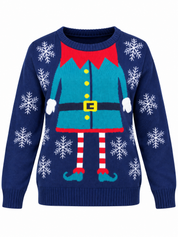 AVENUE girls' navy blue Christmas elf knitted jumper in UK size 12–14 years. Cute snowflake design, cosy festive style and perfect for winter.