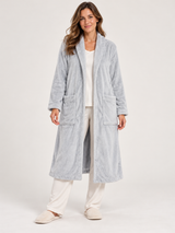Avenue Women Light Grey Fleece Dressing Gown