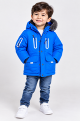 Baker Boys Blue Hooded Winter Parka Jacket