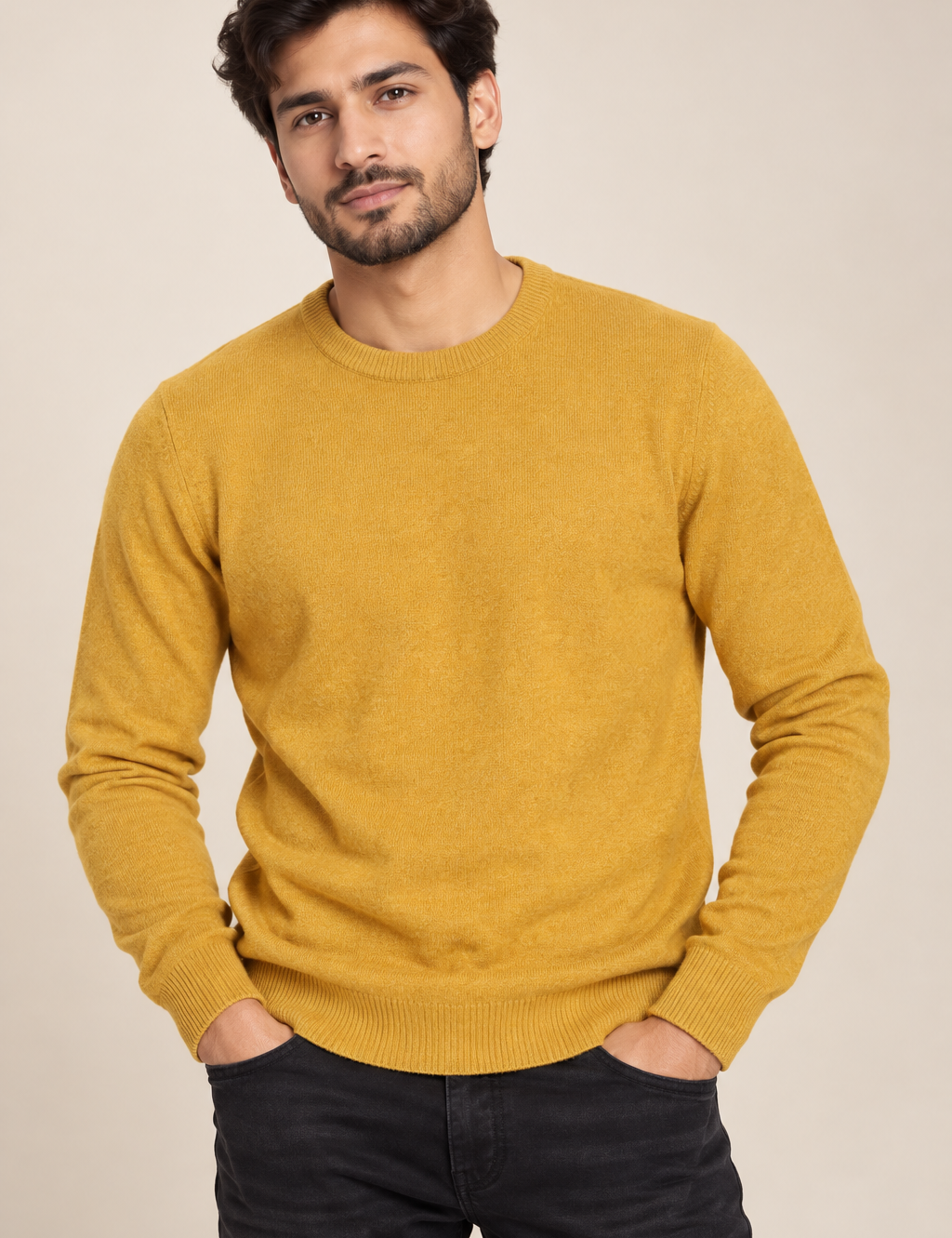 BARBOUR men’s mustard yellow crew neck knitted jumper in UK size XXL. Classic long-sleeve design with ribbed trims. 4-star rated condition.