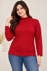 BHS Women Red Mock Neck Long Sleeve Top