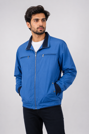  BLUE REBORN Men's Blue Zip-Up Jacket in XL. Featuring dual zip pockets, lightweight construction, and a stylish stand-up collar, this premium casual jacket is perfect for everyday wear, travel, work, and smart casual occasions.
