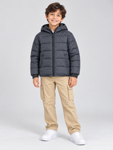 Bluezoo Boys Charcoal Grey Hooded Puffer Jacket