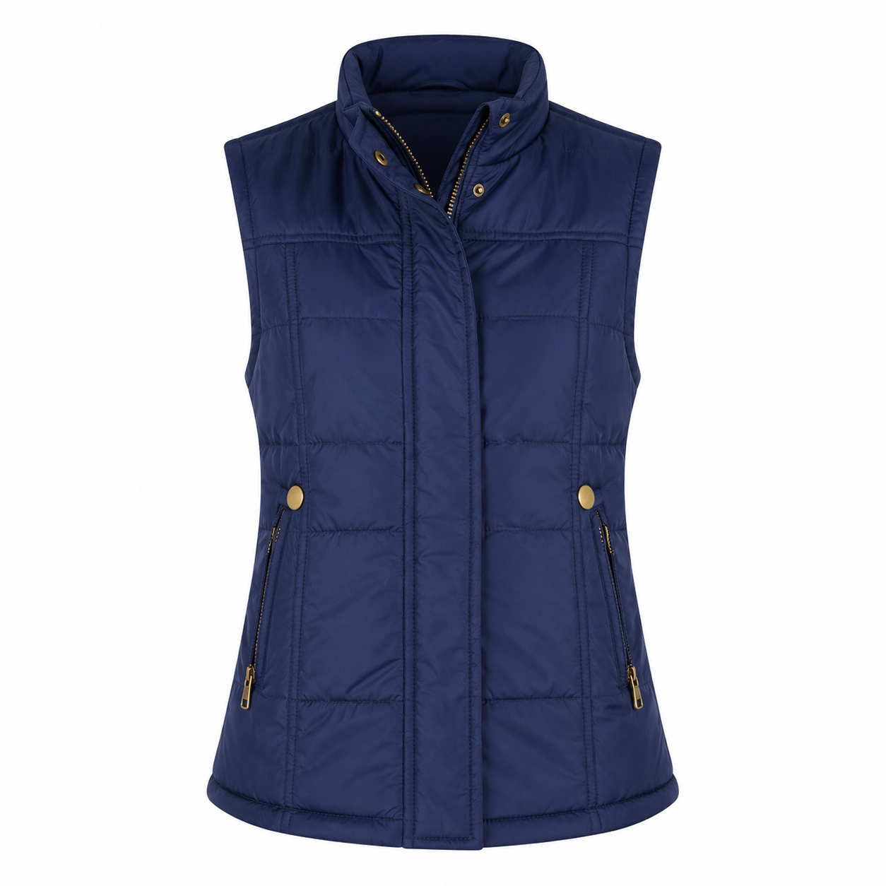  Board Angels girls' navy blue quilted puffer gilet in UK size 7-8 years. Stylish padded vest with zipped pockets, high collar and practical layering design.