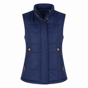  Board Angels girls' navy blue quilted puffer gilet in UK size 7-8 years. Stylish padded vest with zipped pockets, high collar and practical layering design.