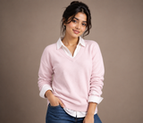 Boden Womens Pale Pink V-Neck Knit Sweater