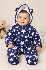 Bonjour Bébé Baby Navy Star Print Padded Hooded Snowsuit