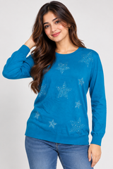 Bonmarché Women Blue Star Embellished Jumper