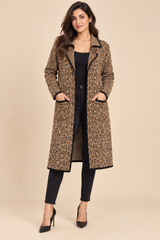 Bonmarché Women Geometric Print Longline Open Front Cardigan Coat
