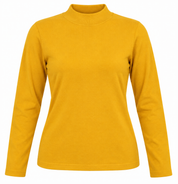  Bonmarché women’s mustard yellow mock neck long sleeve top in UK Size 16/18. A stylish and versatile choice for casual and everyday wear.