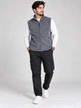 BONMARCHE Men Grey Fleece Gilet – Full Zip Sleeveless Jacket with Zipped Pockets