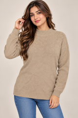 BONMARCHE Women Beige Pearl Embellished Knit Jumper