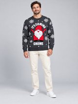 Boohoo Men Christmas Gnome Jumper Charcoal Grey