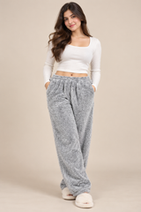 BOOHOO Women Grey Fluffy Fleece Lounge Trousers