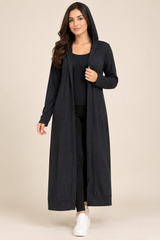 Boohoo Womens Black Long Hooded Cardigan Coat