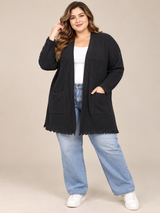 Boohoo Women's Black Textured Open Front Longline Cardigan