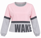 BOUX AVENUE women’s pink and grey colour block WAKE sweatshirt in UK Size XL. Stylish short-length casual top with long sleeves.