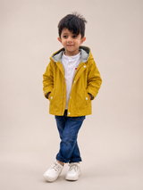 Boys Mustard Yellow Hooded Rain Jacket