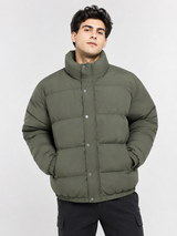 Brave Soul Men’s Olive Green Quilted Puffer Jacket