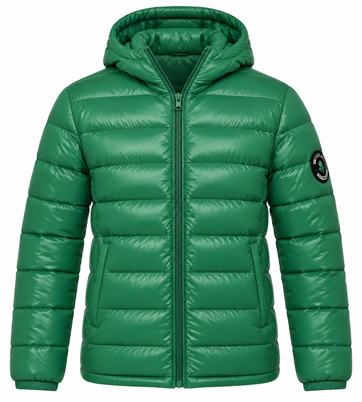 BRAVE SOUL men’s sea green hooded puffer jacket in UK Size M. Stylish quilted design with full zip, padded hood and warm winter construction.