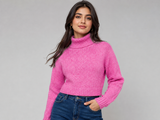 Brave Soul Pink Knitted Roll Neck Turtleneck Jumper Sweater
