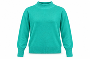  the Brave Soul teal mock neck knit jumper in UK size L. A soft, stylish and cosy women’s sweater with ribbed details, ideal for everyday winter wear.