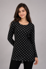 BRAVISSIMO Girls’ Black Polka Dot Long Sleeve Tunic Top