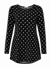BRAVISSIMO girls’ black polka dot tunic top in UK size 14. Stylish long-sleeve design with a comfortable fit, perfect for everyday casual outfits.