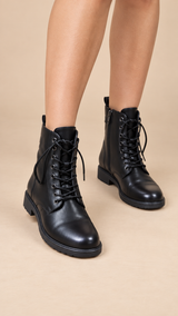 Bridget Black Lace-Up Ankle Boots