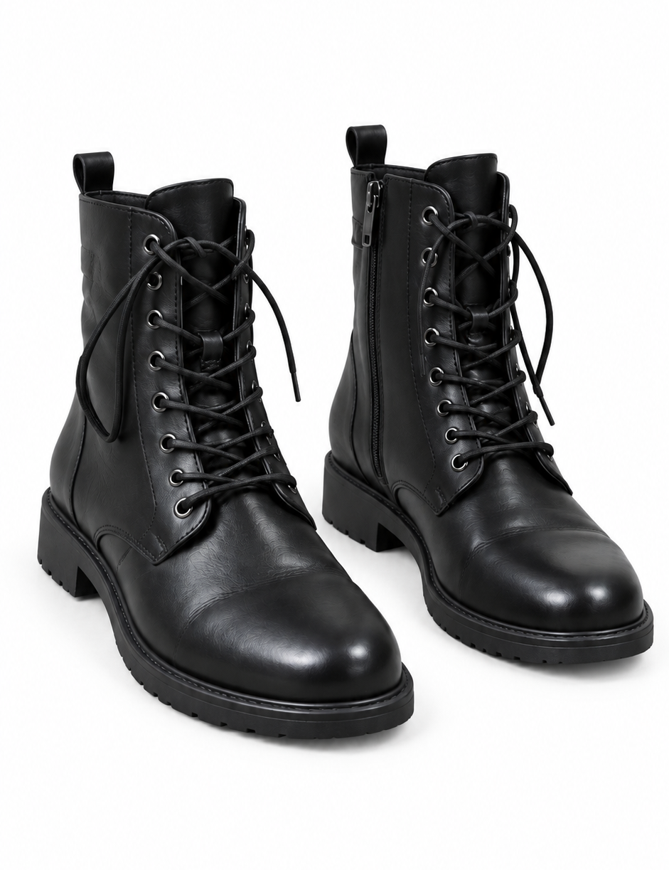  Bridget black lace-up ankle boots in UK size 41. Stylish ankle boots with side zip, chunky sole and everyday comfort at a great price.