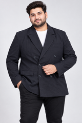 BRIGHTON Men Black Double-Breasted Blazer