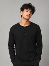 BURTON MENSWEAR Black Long Sleeve Henley Top