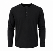  BURTON MENSWEAR Black Long Sleeve Henley Top in UK Size L. Classic three-button design, versatile black colour and timeless men's casual style.