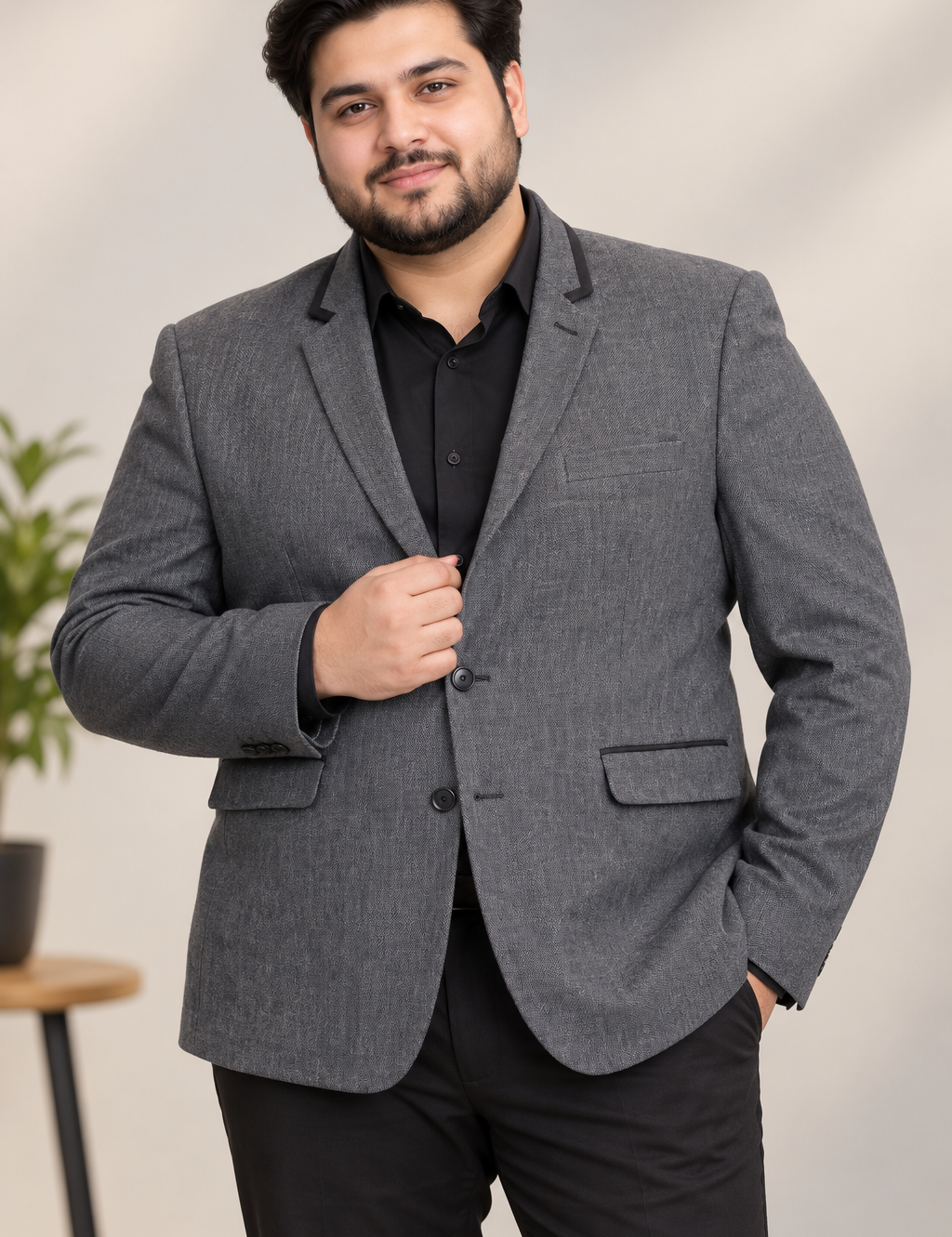 BURTON MENSWEAR Men’s Grey Textured Blazer in UK Size XXL. Smart two-button formal jacket ideal for office, weddings, parties and occasions.